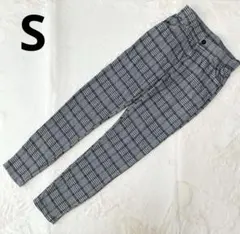 【S】　チェック柄 パンツ グレー スリムフィット