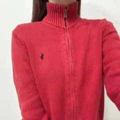 ポロラルフローレン ジップアップニット レッド