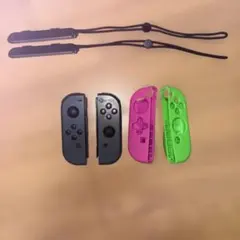 ジャンク品 Switch ジョイコン 純正 グレー カバー ストラップ セット
