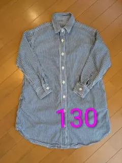 ユニクロ　デニムワンピース　紺白ストライプ