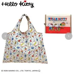 ハローキティ レトロ　総柄　しまむら ショッピングバッグ　ベージュ　サンリオのサムネイル