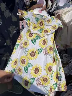 Bobsonノースリーブワンピースひまわり柄 90cm女の子春夏❤️美品のサムネイル