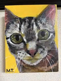 猫のイラスト　原画　キャンバス　水彩画