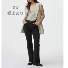GU デニムパンツ スリム フレアジーンズ 黒