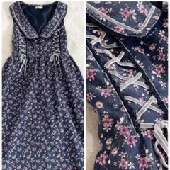 アクシーズファムポエティック 花柄 ワンピース レースアップ ノースリーブ