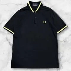 美品【英国製】フレッドペリー M2 ポロシャツ ブラック×ゴールド 鹿の子 42