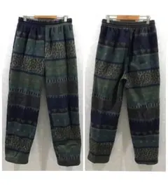US古着 総柄 ボアパンツ フリースパンツ ヴィンテージ グリーン M