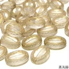 b9340 アンティーク調オーバルビーズパーツ クリア 40個【ピアス素材】