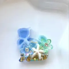レジン ヘアゴム 海塗り猫ちゃん ピンク×パープル◡̈♥︎ 星の砂