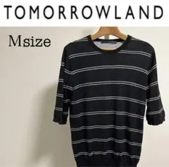 TOMORROW LAND デザインTシャツ 黒 ボーダー Msize
