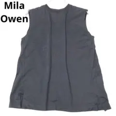 ミラオーウェン　ノースリーブトップス　無地　シンプル　ブラック　綿　春　夏