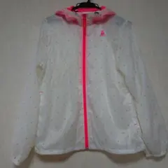le coq sportif 白ナイロン 蛍光ピンク ✖柄 ウィンドブレーカー