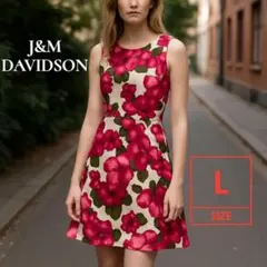 【美品】J&M DAVIDSON 綿 ワンピース 花柄 ノースリーブ 日本製のサムネイル