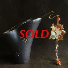 和風　白×赤　九尾の妖狐　横向き　簪　¥2000