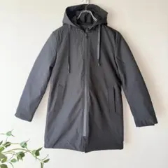 新品 未使用 軽量 中綿 ロング コート 黒 L 細見え 防寒 撥水
