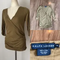 Ralph Laurenラルフローレン  シルク混 カシュクール シャーリングM