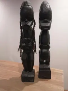 アフリカンアート 木製彫刻 2体セット
