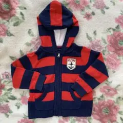 TOMMY HILFIGER フード付きストライプセーター 2T/B
