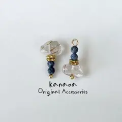 コッパールチルクォーツ×ブルースポンジサンゴ 天然石ピアスorイヤリング