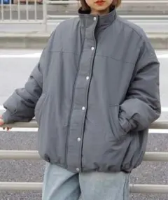 【美品】ナイロン スタンドカラー パディングブルゾン 中綿ジャケット