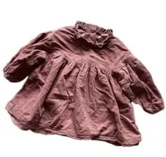 【SALE】petit main ピンク フリル襟 長袖シャツ