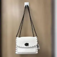 COACH ハンドバッグ ショルダーバッグ パーカー 白 チェーン コーチ