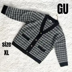 美品❗️【GU ジーユー】チェックオーバーサイズカーディガン(長袖)千鳥格子風