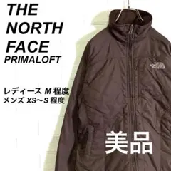 美品 ノースフェイス 中綿ジャケット プリマロフト 刺繍ロゴ ブラウン 茶 M