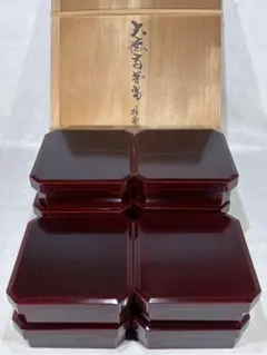 輪島塗　塗師 茶平一斎造　大徳寺弁当 十客　美品　共箱　茶道　懐石　送料込 輪島塗 塗師 茶平一斎造 大徳寺弁当 十客 美品 共箱 茶道 懐石 送料込