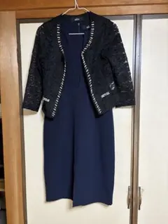 ネイビー ドレス レースジャケット付き