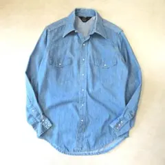 70S SEARS シアーズ デニム ウエスタンシャツ 15 1/2 M 古着のサムネイル