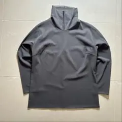タートルネック　カットソー 長袖 上品 大人きれいめ グレー　シースルー　重ね着のサムネイル