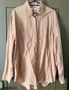 ユニクロU ダブルポケットオーバーサイズシャツ　オレンジLサイズ