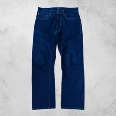 LENO デニムパンツ　革パッチ　セルビッチ　インディゴ