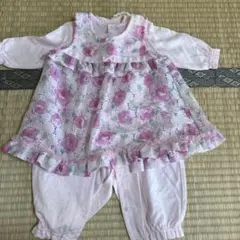 花柄フリル付きツーウェイ・ドレスオール