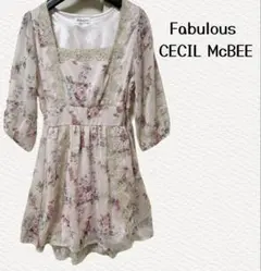 Fabulous CECIL McBEE シアー　フラワープリント　ワンピース