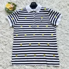 極美品♡パーリーゲイツ ポロシャツ 半袖 ボーダー ニコちゃん刺繍 ロゴ刺繍 1