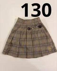 ピンクハント＊ベージュ系チェック プリーツスカートxs