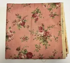 リネンコットン生地 2m 110cm幅 花柄 ローズ柄 綿麻 日本製