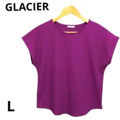 美品✨️GLACIER グラシア 半袖カットソー 紫 L きれいめカジュアル