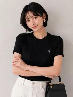 新品】POLO RALPH LAUREN ケーブルニット 半袖 紺 M - メルカリ