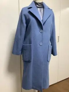 ミラオーウェン ロングコート ブルー バックベルト付