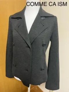 COMME CA ISM ニット ダブルブレスト ジャケット Mサイズ グレー