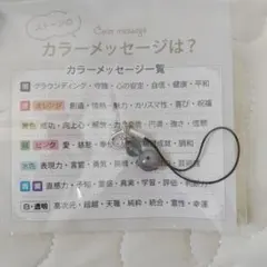 ストーン カラーメッセージ ストラップ キーホルダー　黒と青(緑)