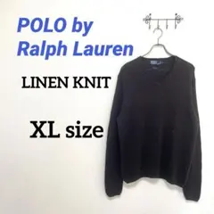 ラルフローレン　リネン100% ニット　チャコール　香港製　XLのサムネイル