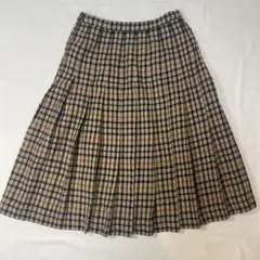 DAKS ダックス 日本製 冬用 ハウスチェック柄 プリーツスカート ひざ丈 M