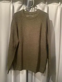 COMME CA ISM オリーブ リブ編み ニット Lのサムネイル
