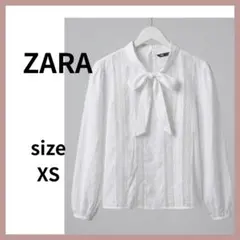 ZARA ザラ ボウタイ レース ブラウス ホワイト XS リボン