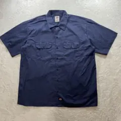 【F2457】Dickies ワークシャツ サイズ XL ネイビーのサムネイル