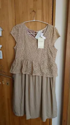 Hushush 新品タグつき　ベージュ レース ミニワンピース 3/L